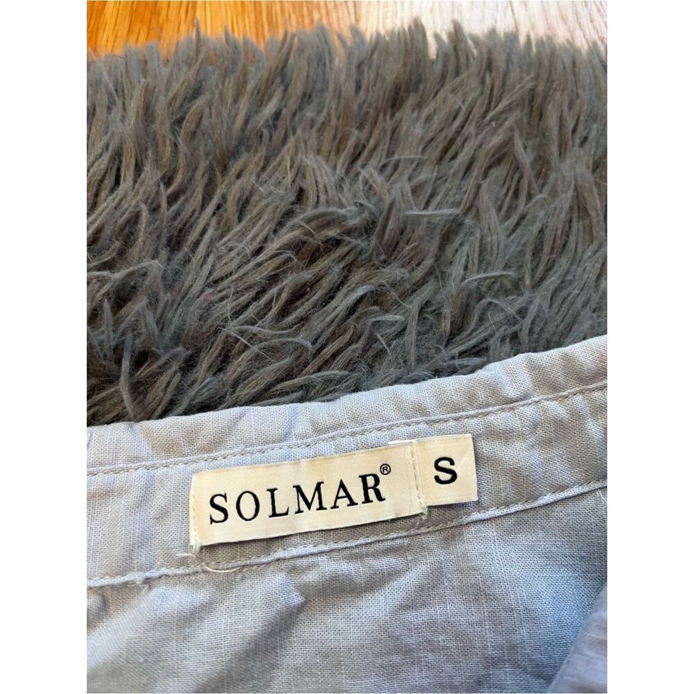 Solmar Light Blue Cotton Linen Button-Up Shirt Size S